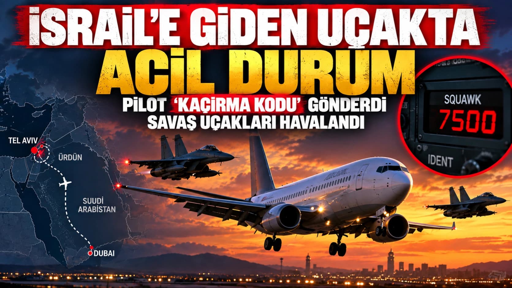 İsrail'e giden uçakta 7500 alarmı: Savaş uçakları havalandı
